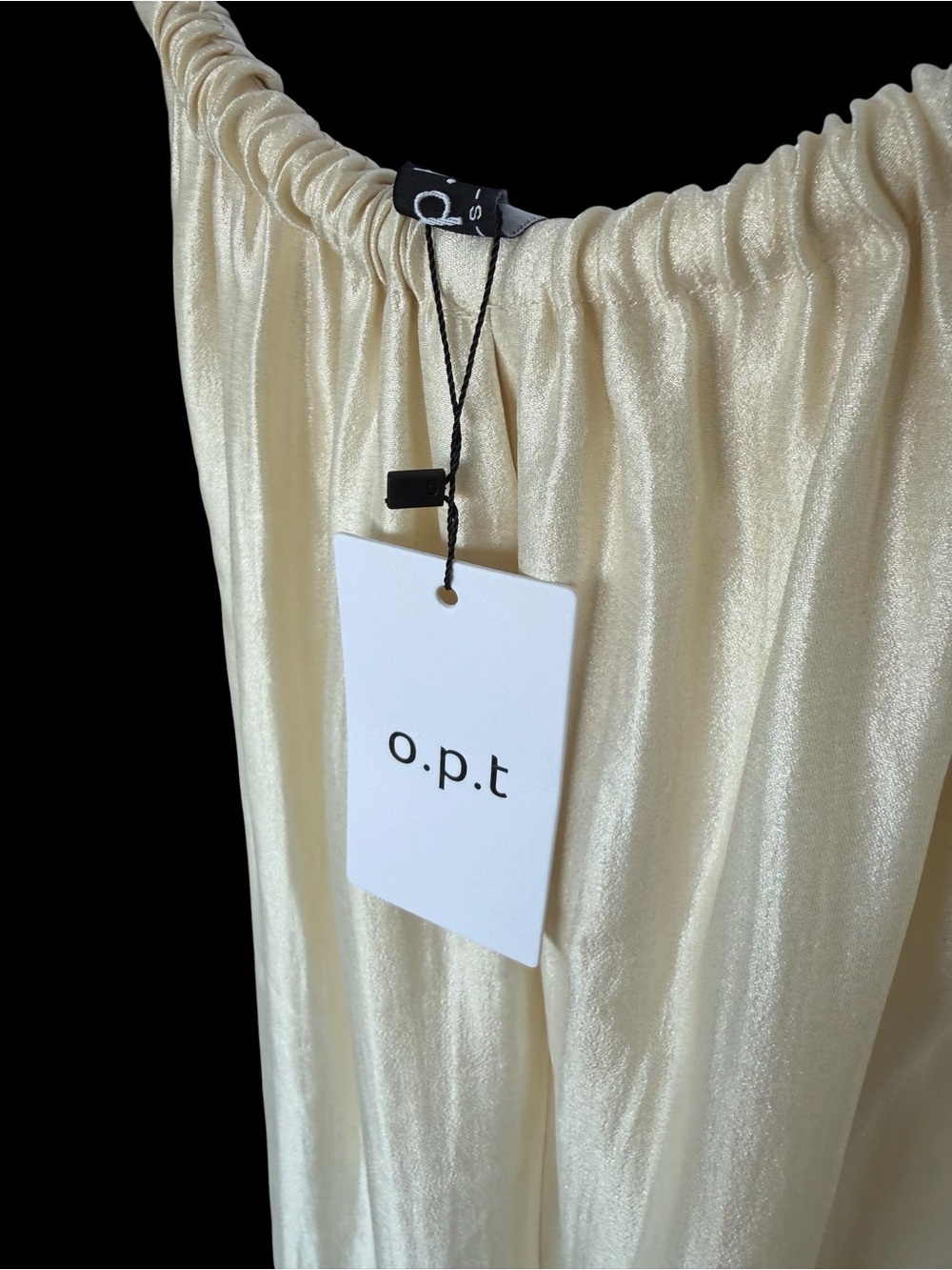 o.p.t Satin Crepe Cream Dress with Tie Neck & Pockets NWT Sz Sm - Picture 4 of 4